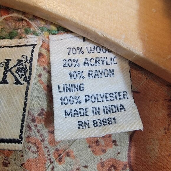 Vintage Flashback Couture Jacket Wool Blend Boho Blazer Patchwork‎ Fringe Sz M - Picture 4 of 12